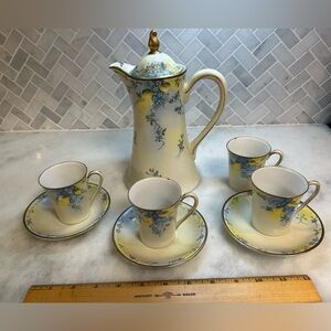 Te-Oh Nippon Hand-Painted Chocolate Pot Set-As Is